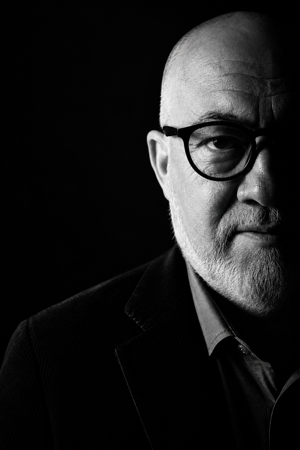 Retrato editorial em preto e branco de Gilson